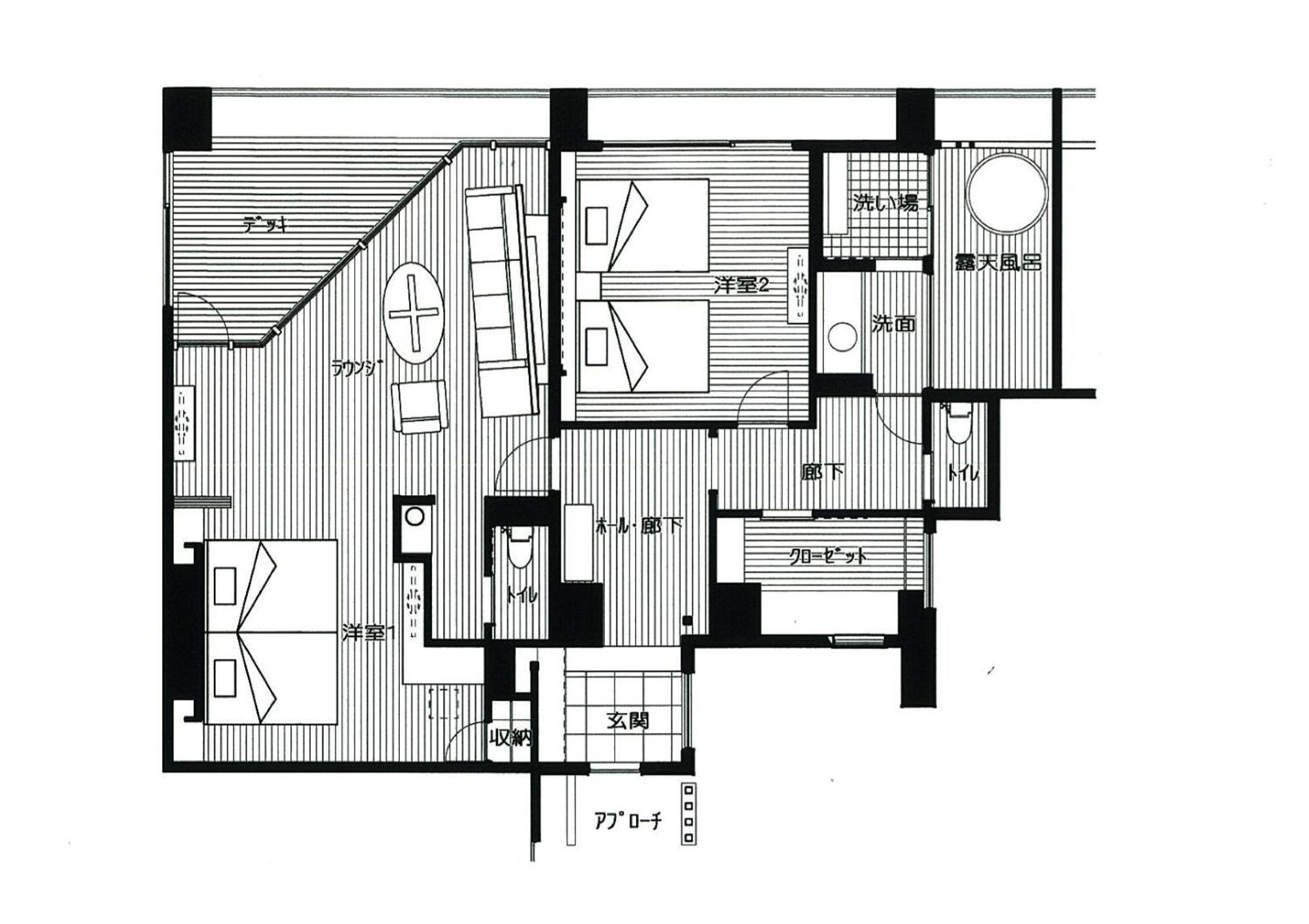 Amane Resort Seikai Beppu Pokoj fotografie A floor plan of a typical apartment